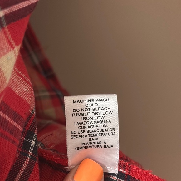 Love Tree Red Plaid removable Hood long cardigan shirt with pockets M - Picture 11 of 11